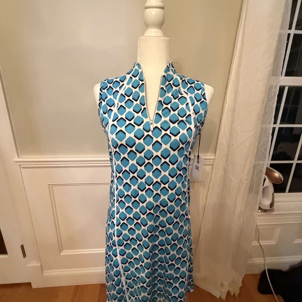 NWT Tail Activewear Sleeveless Quarter Zip Golf Dress Blue Size S - Picture 2 of 10